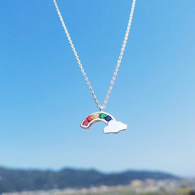 Sterling Silver Rainbow Charm Necklace - Forge & Form