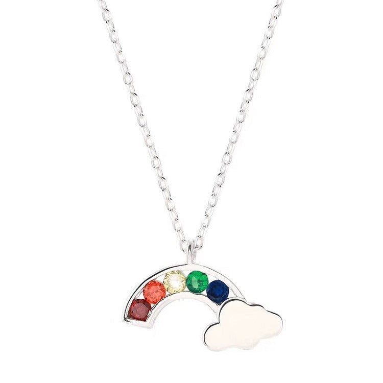 Sterling Silver Rainbow Charm Necklace - Forge & Form