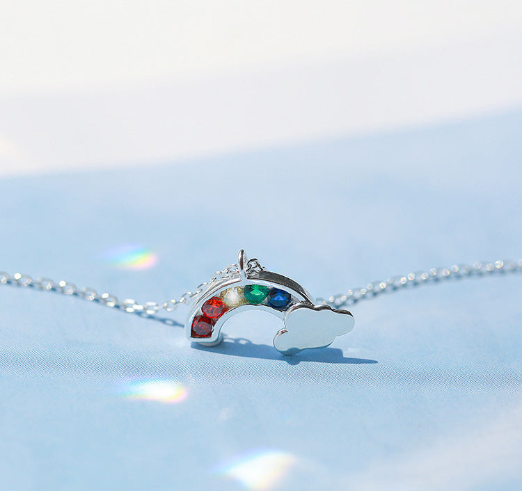 Sterling Silver Rainbow Charm Necklace - Forge & Form