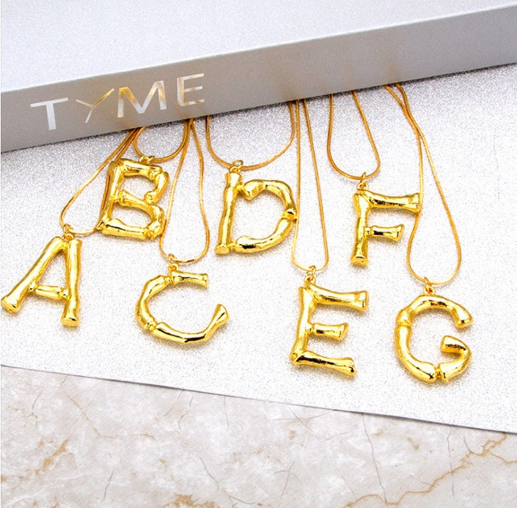 Bone Letter Initial Necklace
