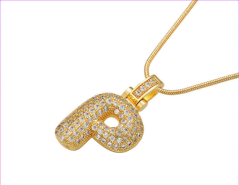 Bubble Letter Initial Necklace