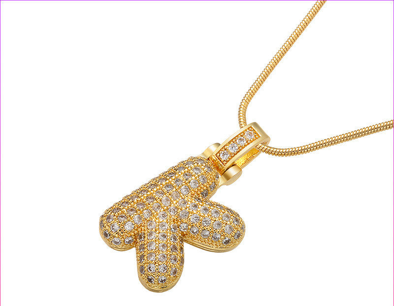 Bubble Letter Initial Necklace