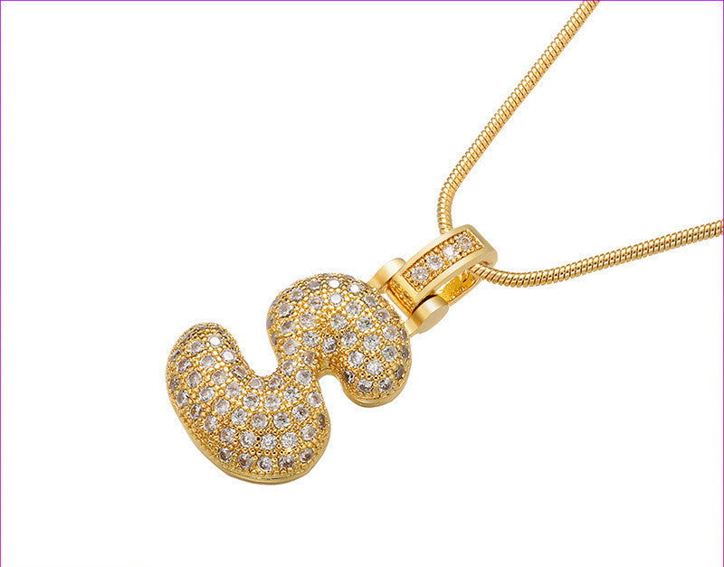 Bubble Letter Initial Necklace