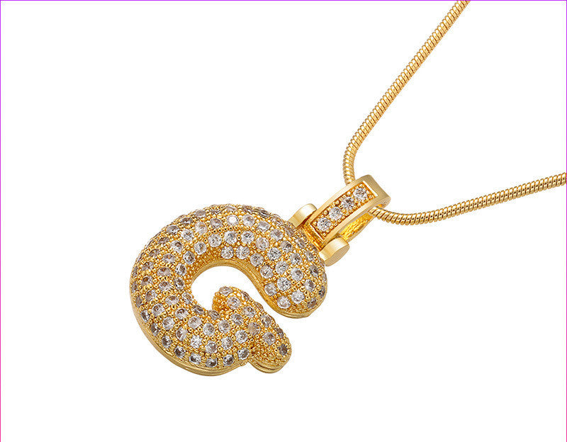 Bubble Letter Initial Necklace