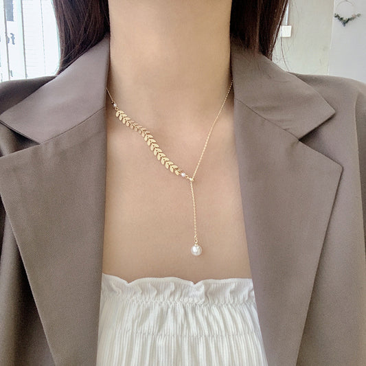 Pearl & Wheat Clavicle Chain