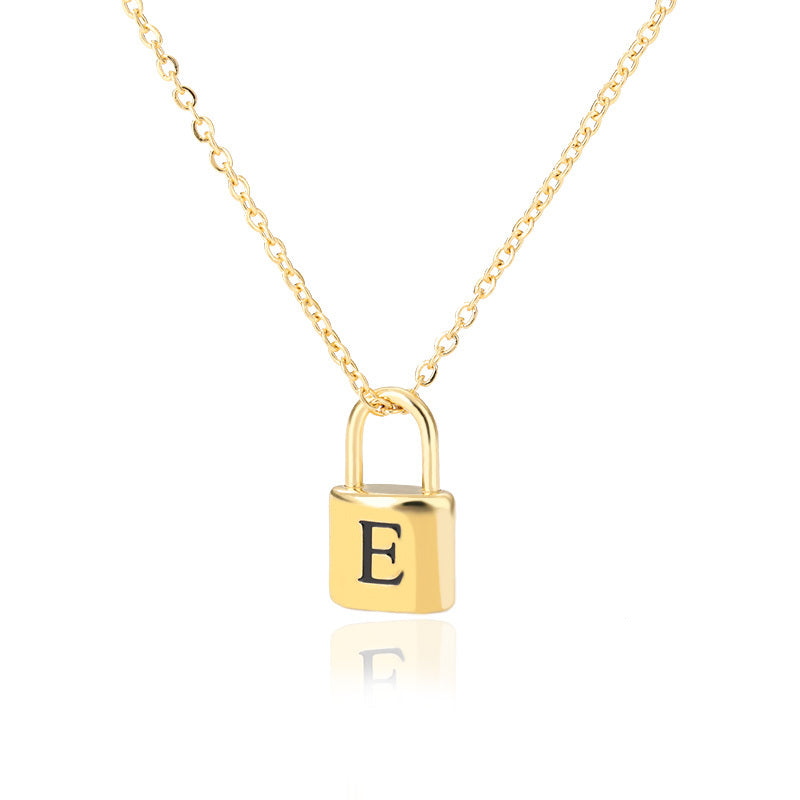 Lock Pendant Initial Necklace