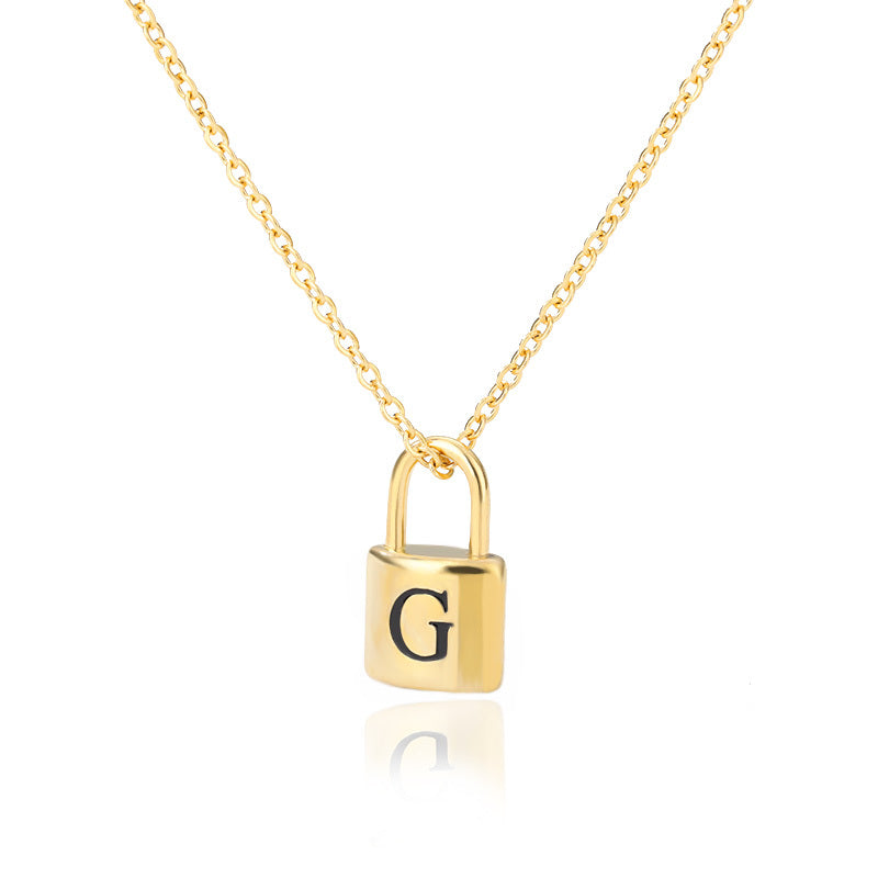 Lock Pendant Initial Necklace
