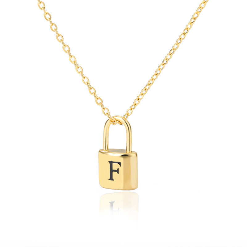 Lock Pendant Initial Necklace