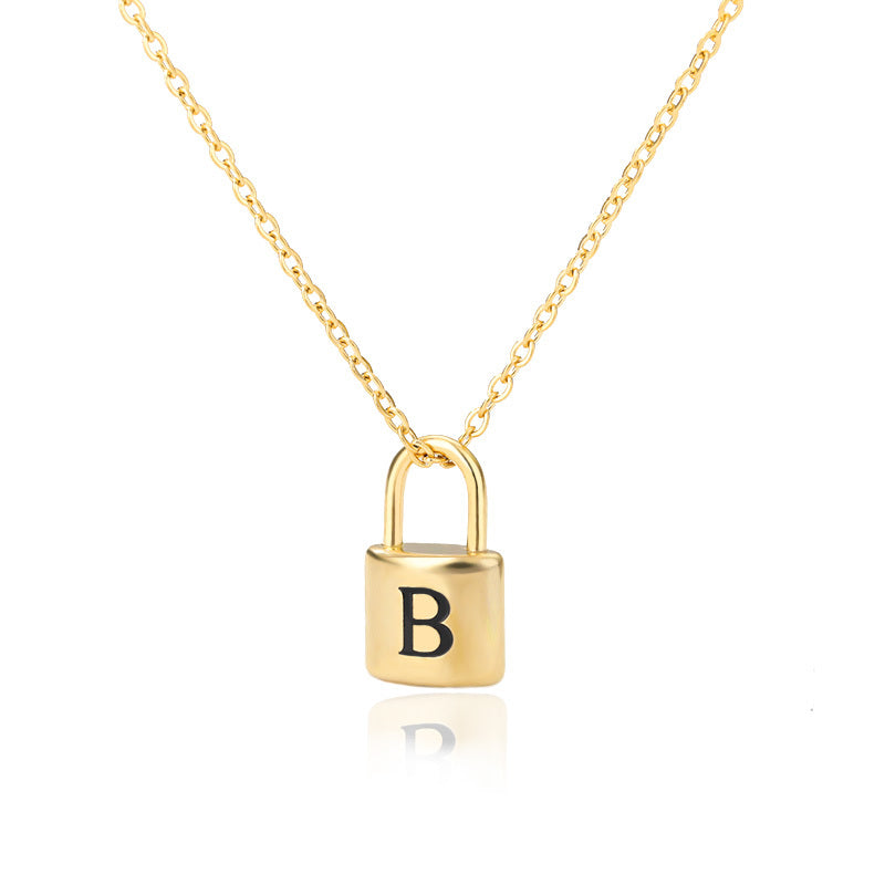 Lock Pendant Initial Necklace