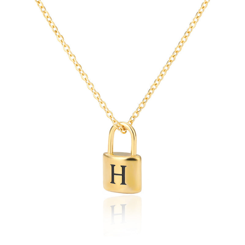 Lock Pendant Initial Necklace