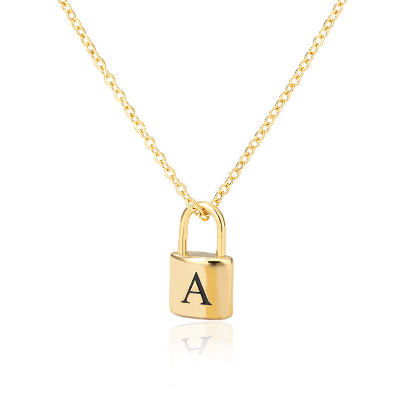 Lock Pendant Initial Necklace