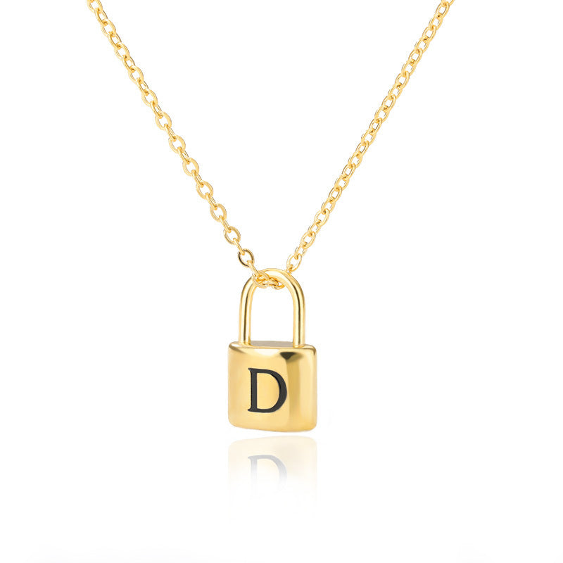 Lock Pendant Initial Necklace