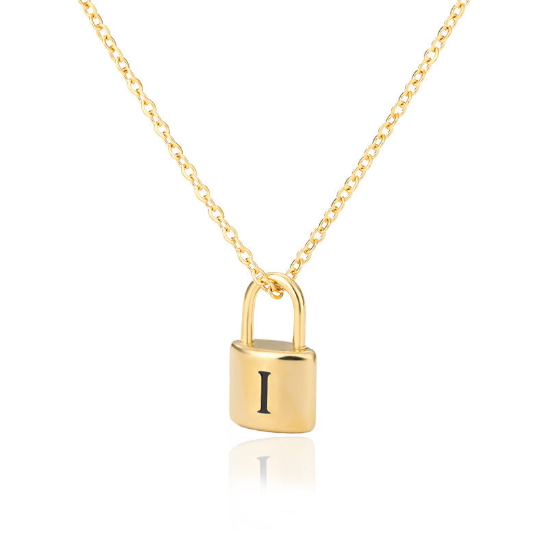 Lock Pendant Initial Necklace
