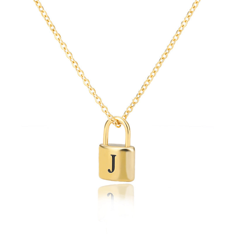 Lock Pendant Initial Necklace