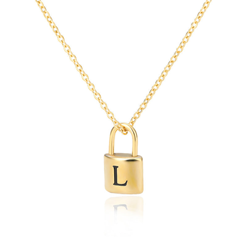 Lock Pendant Initial Necklace