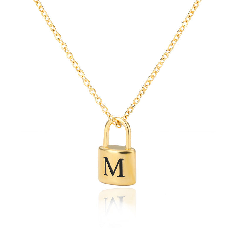 Lock Pendant Initial Necklace