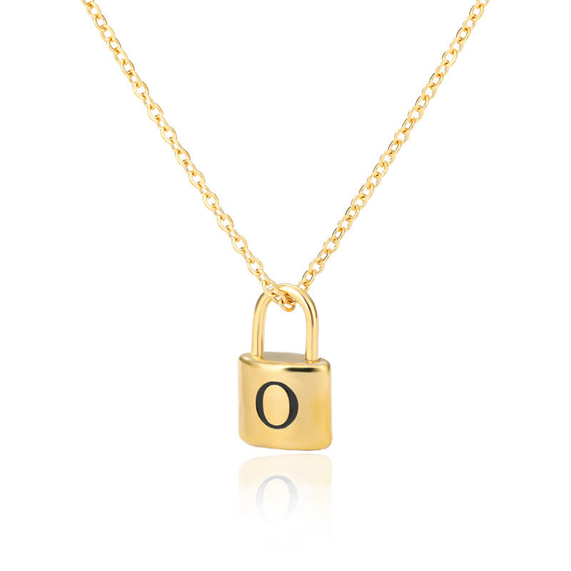 Lock Pendant Initial Necklace