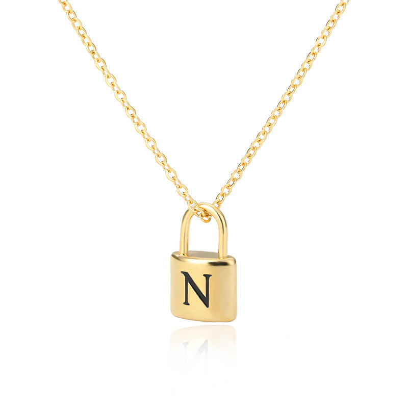 Lock Pendant Initial Necklace
