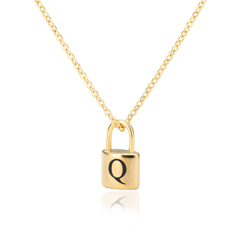 Lock Pendant Initial Necklace