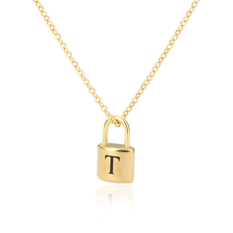 Lock Pendant Initial Necklace