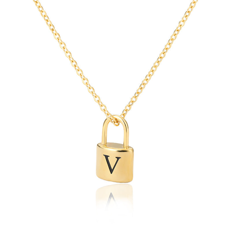 Lock Pendant Initial Necklace