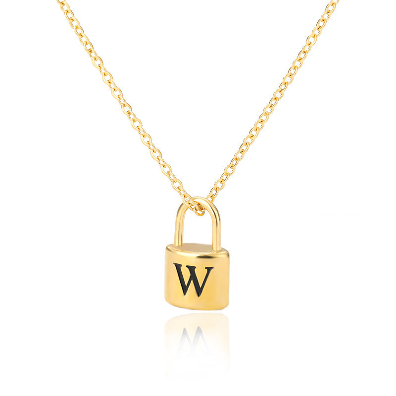 Lock Pendant Initial Necklace