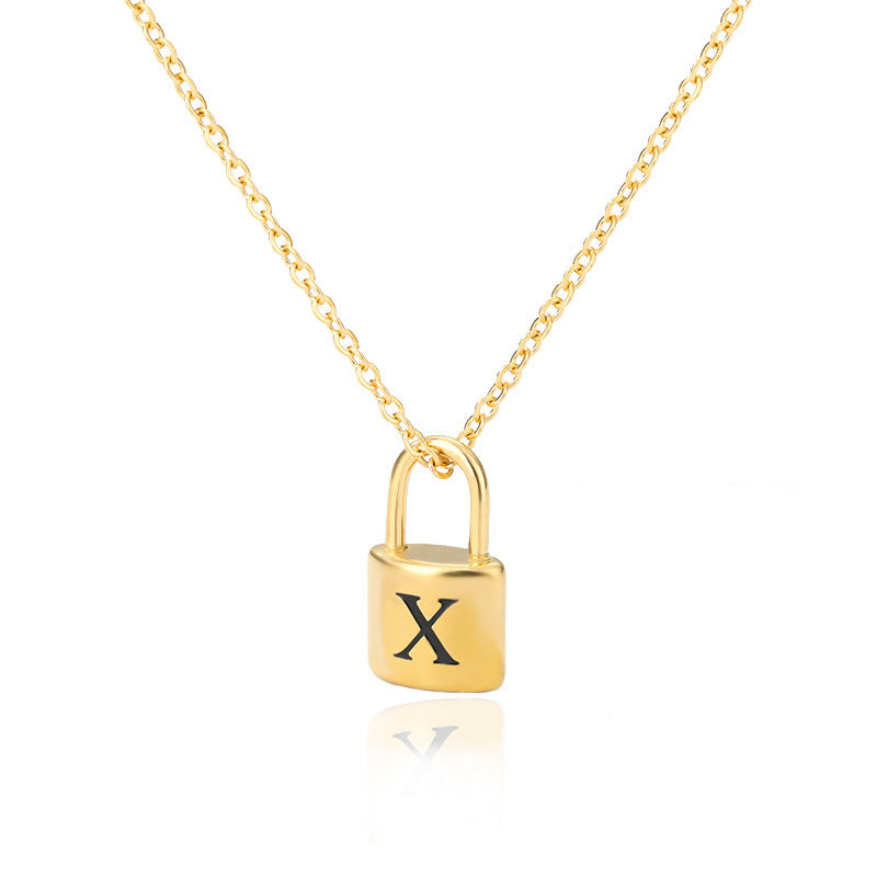 Lock Pendant Initial Necklace