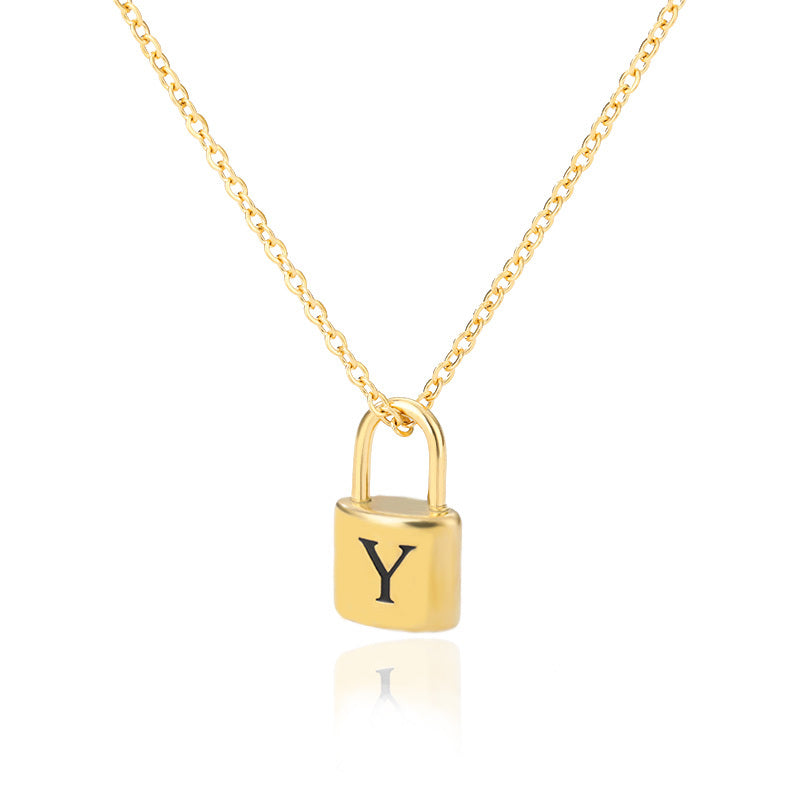 Lock Pendant Initial Necklace