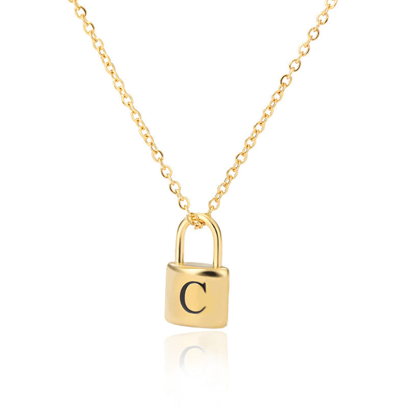 Lock Pendant Initial Necklace