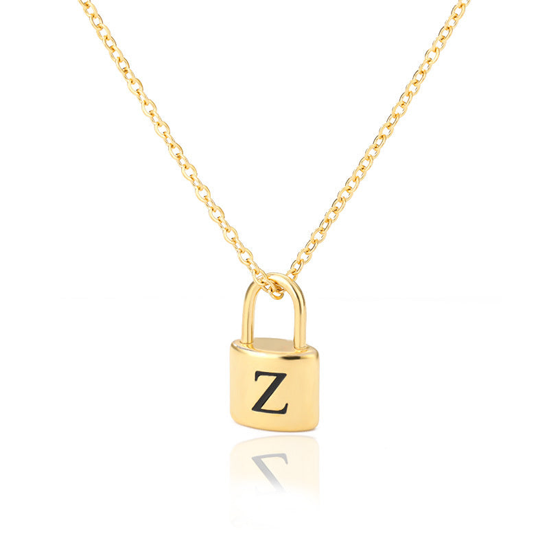 Lock Pendant Initial Necklace