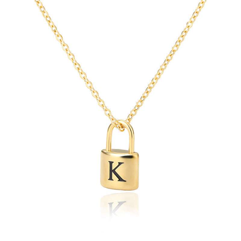 Lock Pendant Initial Necklace