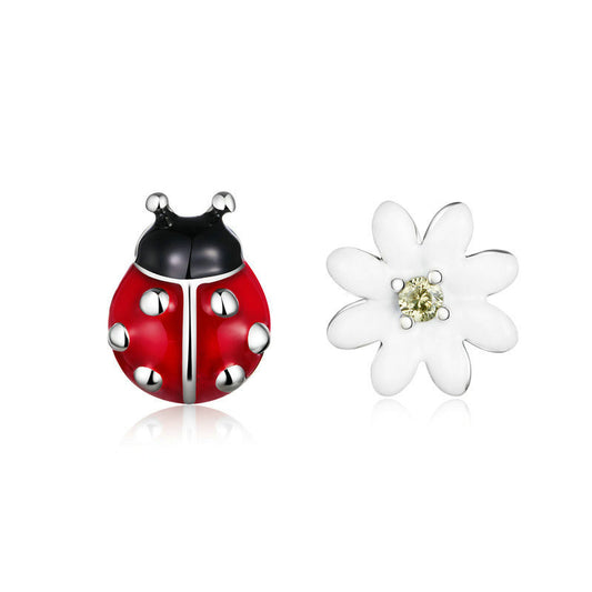 Sterling Silver Ladybug & Daisy Earring Set - Forge & Form