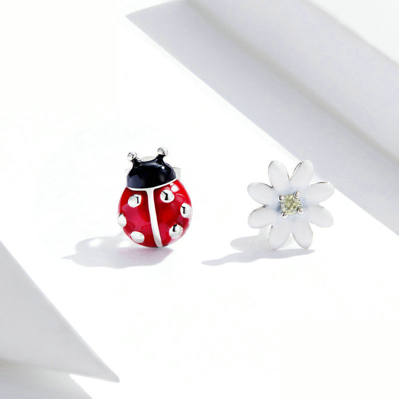 Sterling Silver Ladybug & Daisy Earring Set - Forge & Form