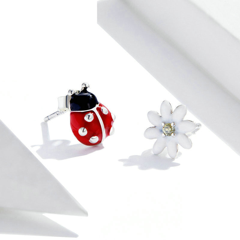 Sterling Silver Ladybug & Daisy Earring Set - Forge & Form