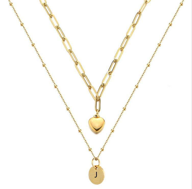 Paperclip Chain Layered Initial Necklace