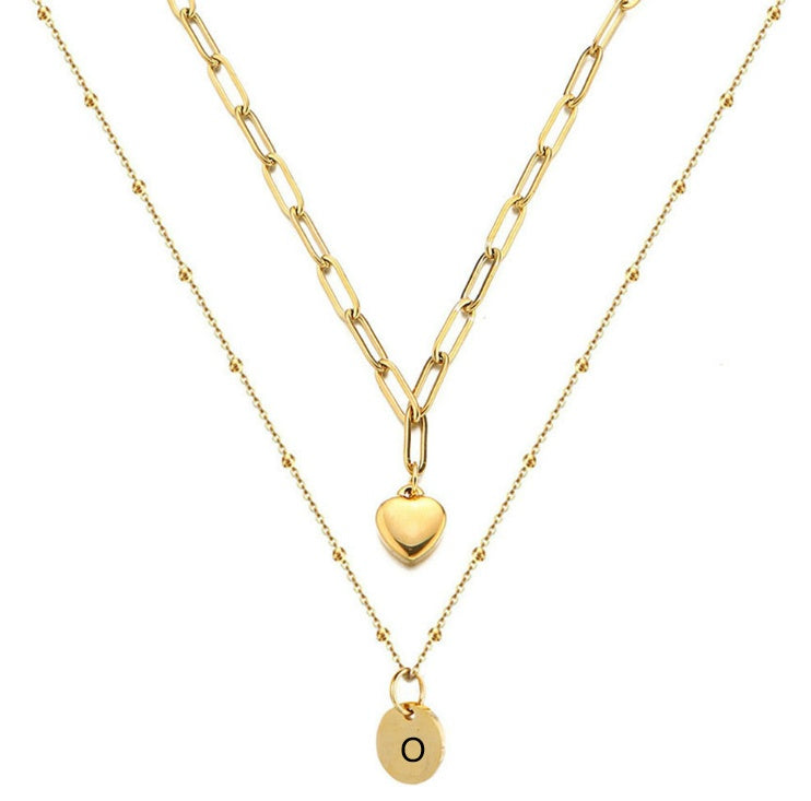 Paperclip Chain Layered Initial Necklace