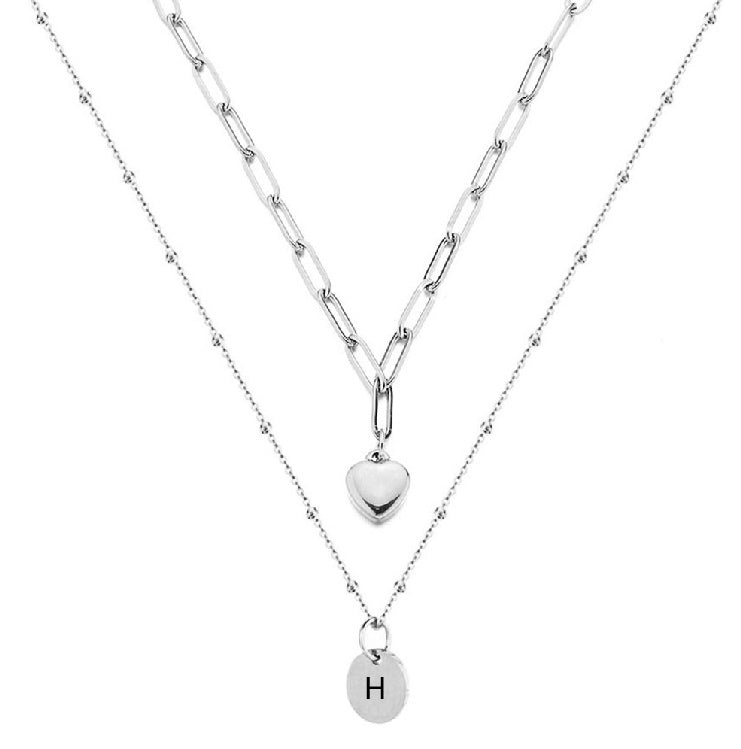 Paperclip Chain Layered Initial Necklace