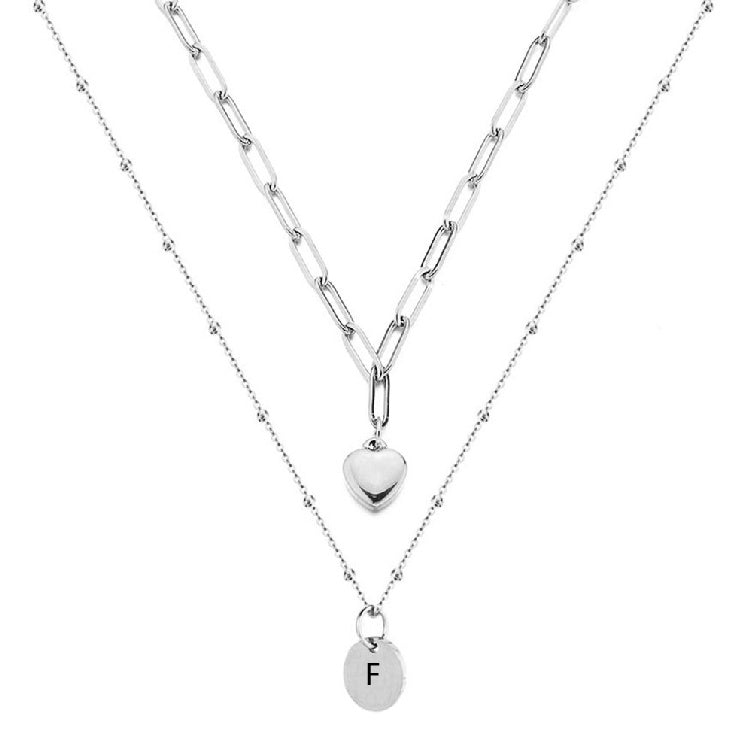 Paperclip Chain Layered Initial Necklace