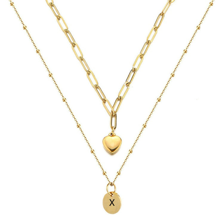 Paperclip Chain Layered Initial Necklace