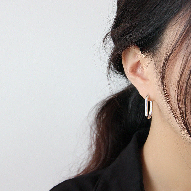 Sterling Silver Block Hoop Earrings - Forge & Form