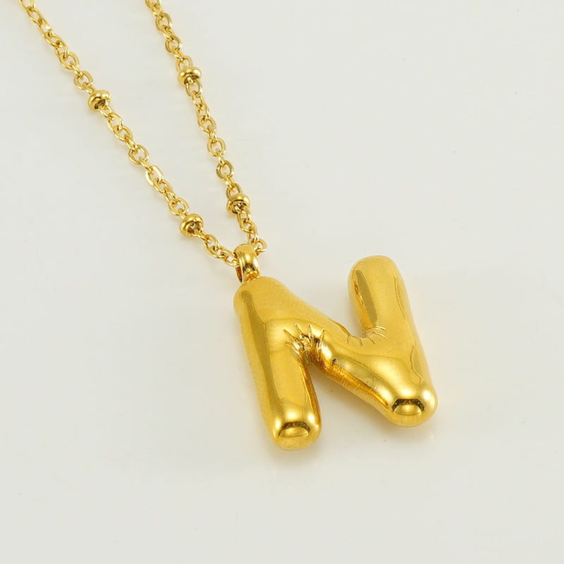 Large Bubble Letter Pendant Necklace