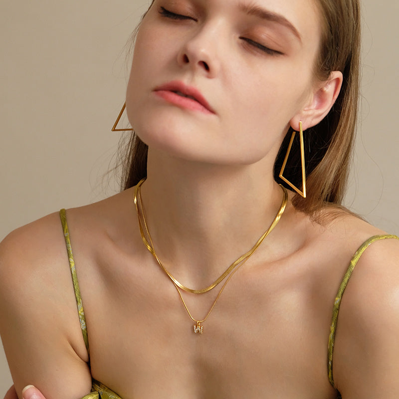 Herringbone Layered Initial Necklace