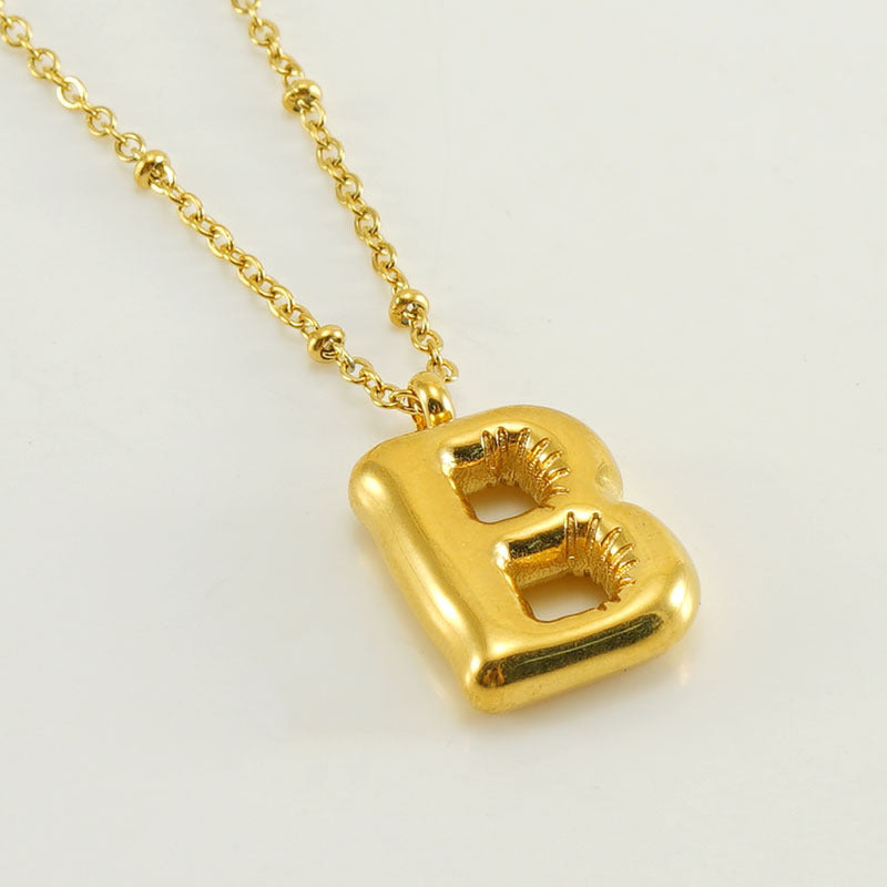 Large Bubble Letter Pendant Necklace