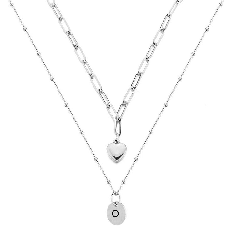 Paperclip Chain Layered Initial Necklace