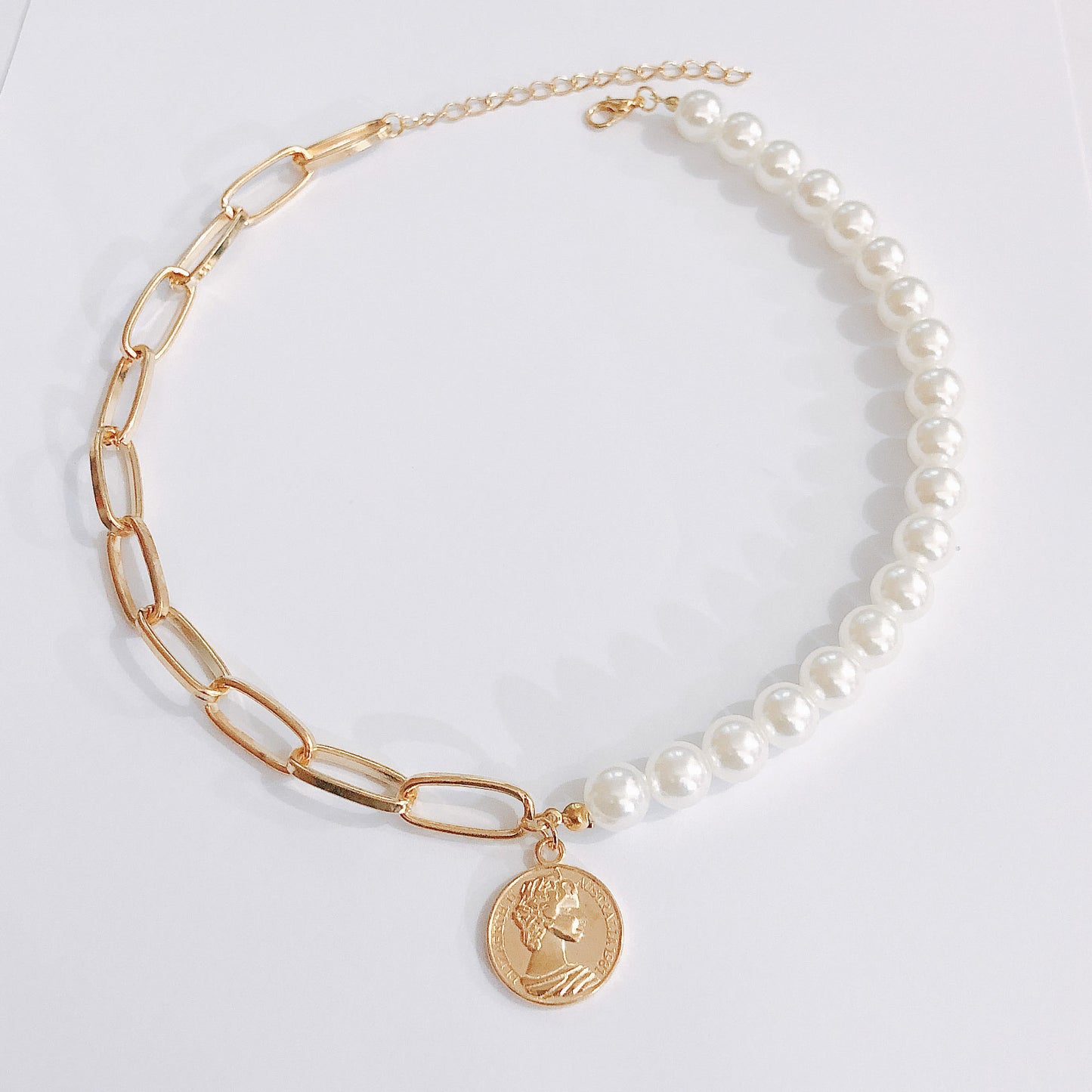 Pearl with Coin Pendant Necklace