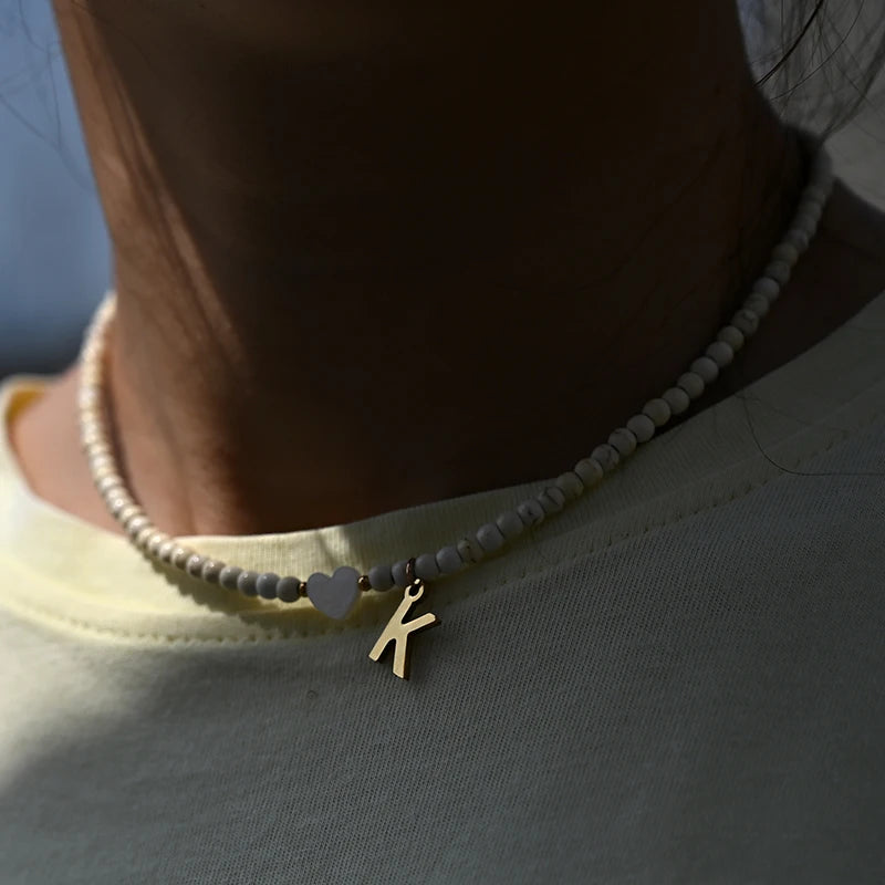 Beaded Offset Monogram Choker