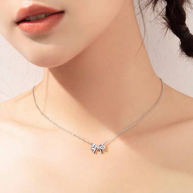 Sterling Silver Dream Girl Bow Necklace - Forge & Form