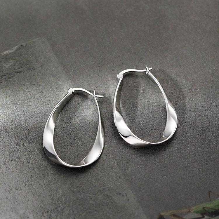 Sterling Silver Ribbon Hoop Earrings - Forge & Form