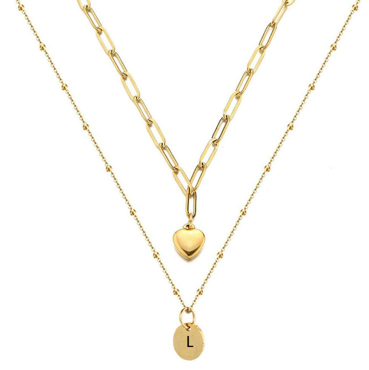 Paperclip Chain Layered Initial Necklace