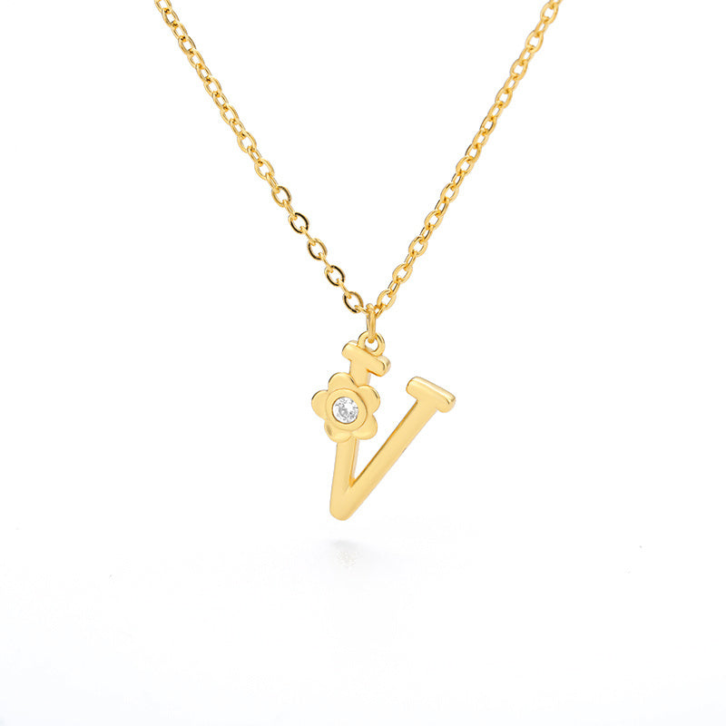 Rose Initial Necklace